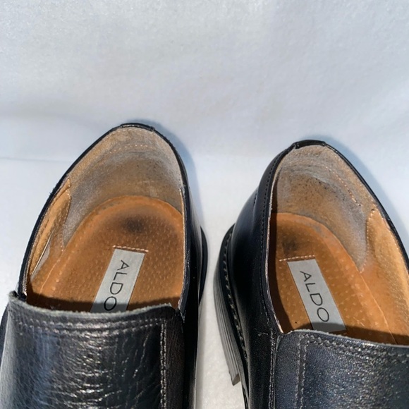 Aldo Mens Size 44 Black Leather Loafers